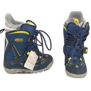 NEW! BURTON MOTO SI STEP IN SNOWBOARD BOOTS! WOMENS SIZE 7 BLUE & YELLOW